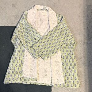Floral Quilted Jacket - Cream, Green and Blue